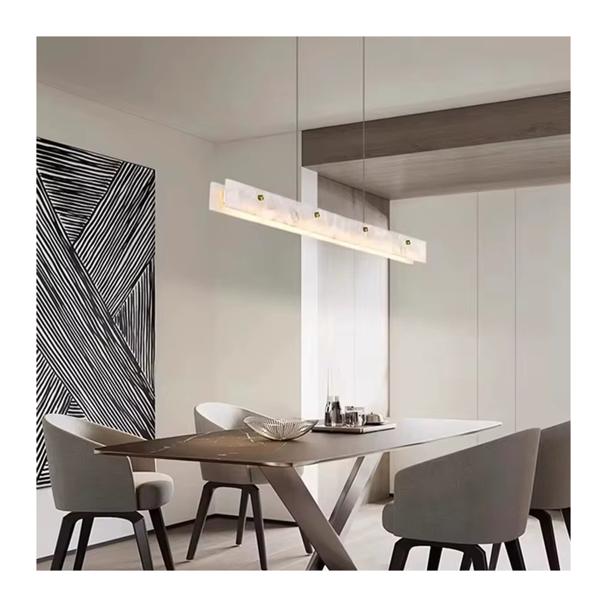 HomeLover Moderne LED-Pendelleuchte mit Marmor-Design in Gold und Weiß - Bild 2
