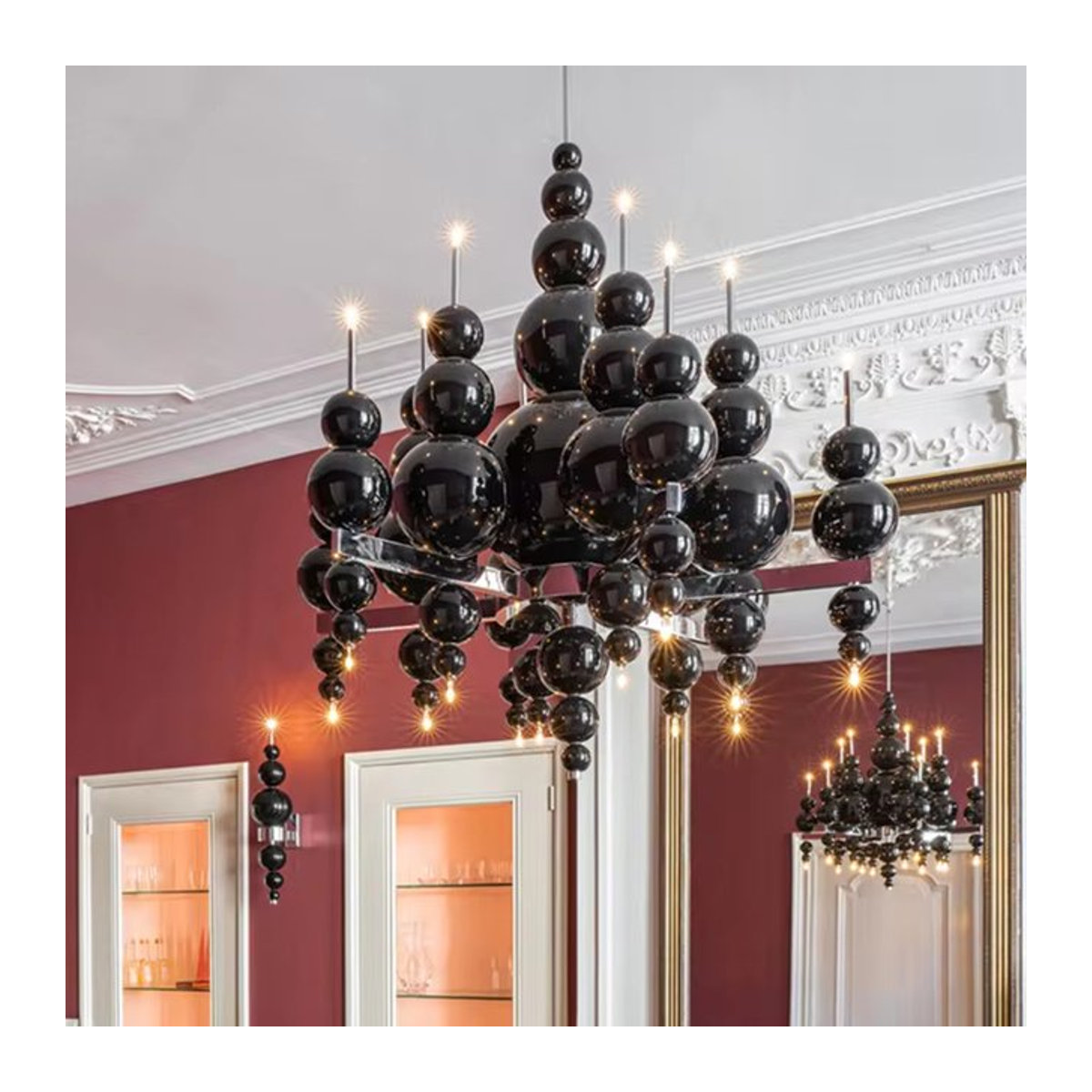 HomeLover Moderner Kronleuchter in Schwarz mit Tränen-Design für Wohnzimmer und Esszimmer - Bild 1