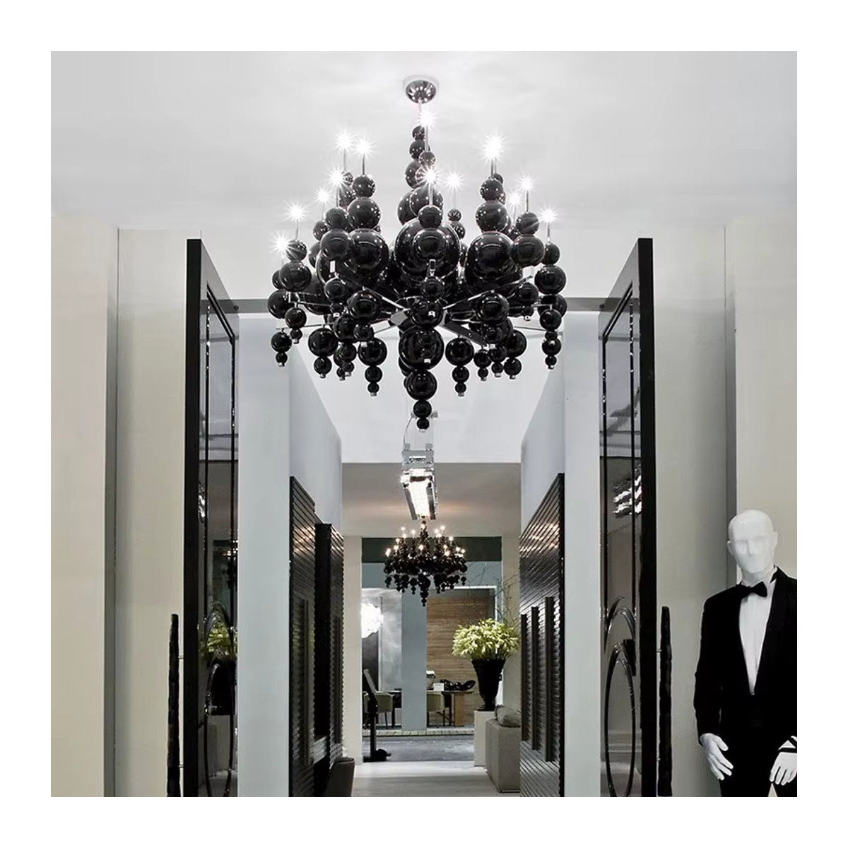 HomeLover Moderner Kronleuchter in Schwarz mit Tränen-Design für Wohnzimmer und Esszimmer - Bild 2