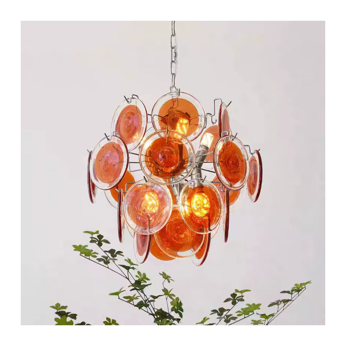 HomeLover Murano Glas Kronleuchter LED Designer Hängelampe in Grün für Esszimmer und Foyer - Bild 3