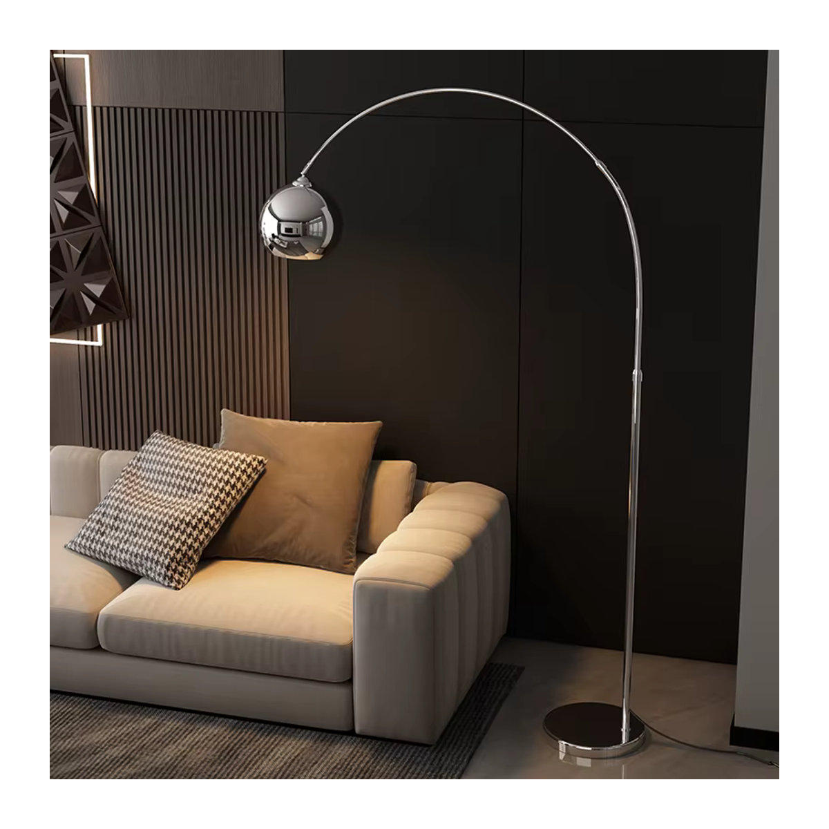 HomeLover Nordic Bogenlampe aus Metall in Silber und Gold mit warmweißem LED-Licht - Bild 1