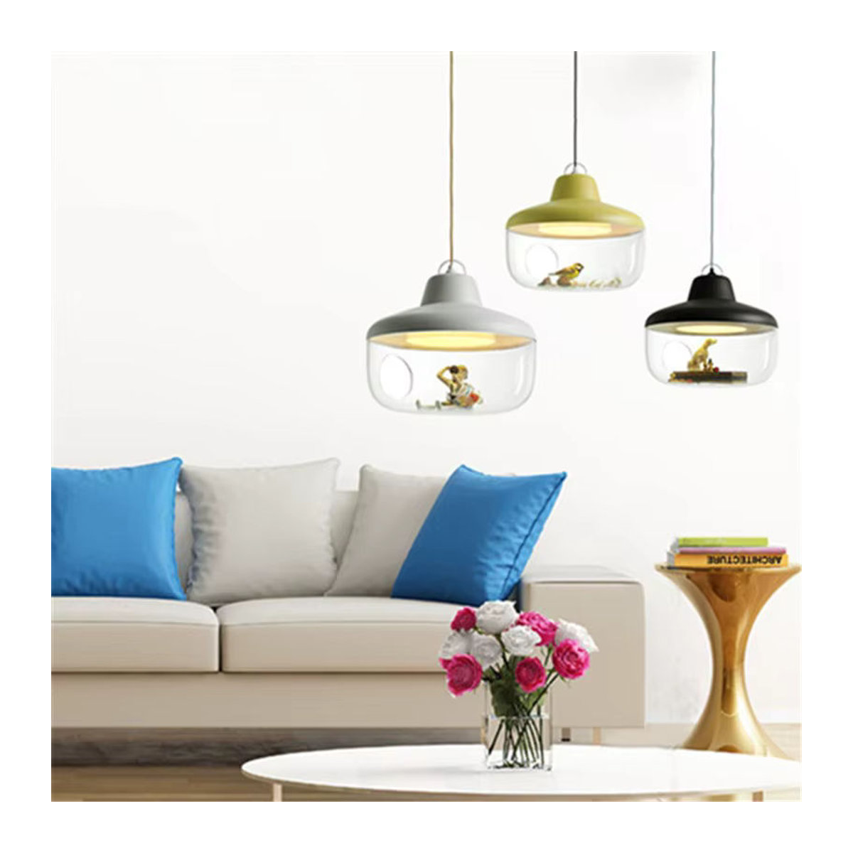 HomeLover Pendelleuchte aus Klarglas im skandinavischen Design mit LED-Beleuchtung in Bunt - Bild 2