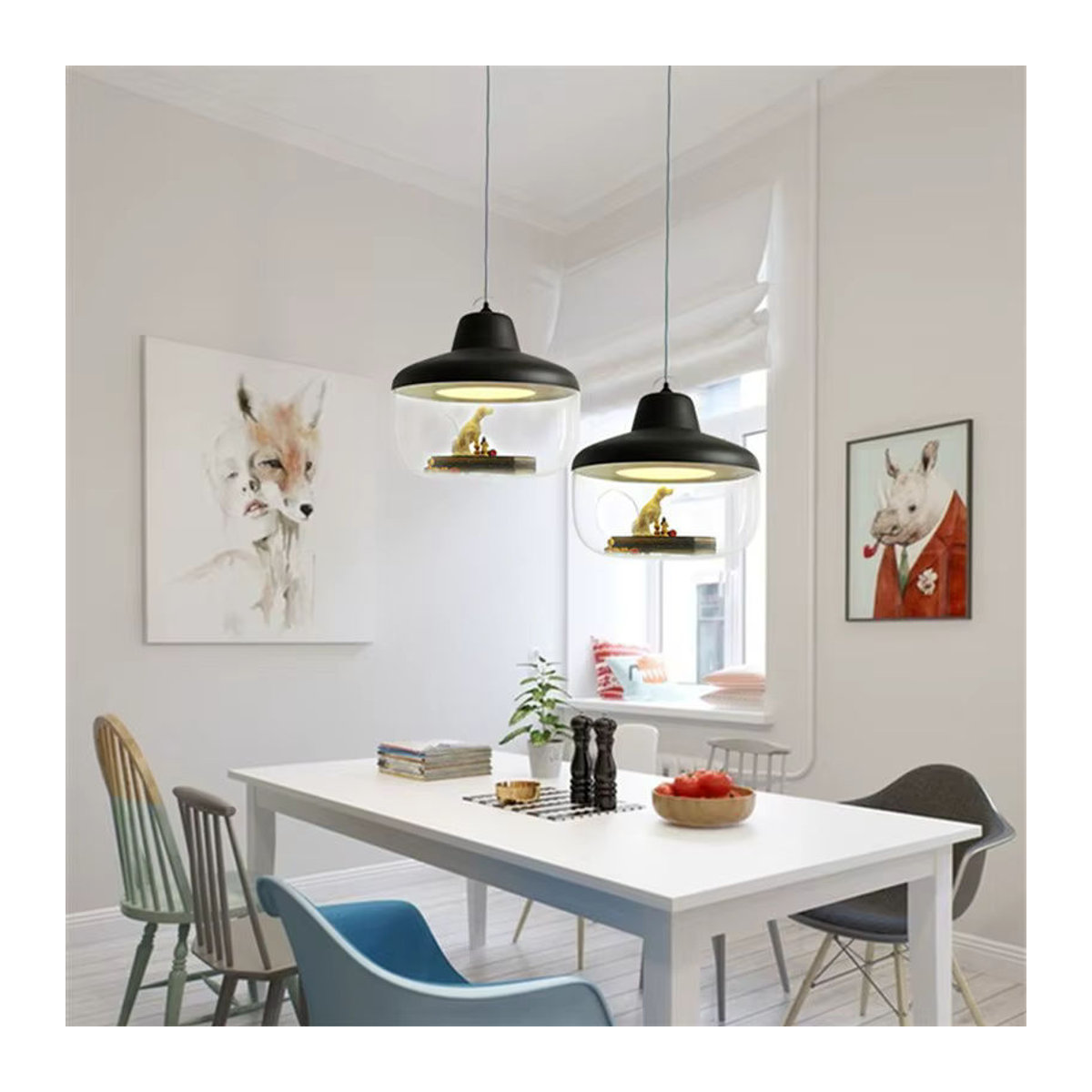 HomeLover Pendelleuchte aus Klarglas im skandinavischen Design mit LED-Beleuchtung in Bunt - Bild 3