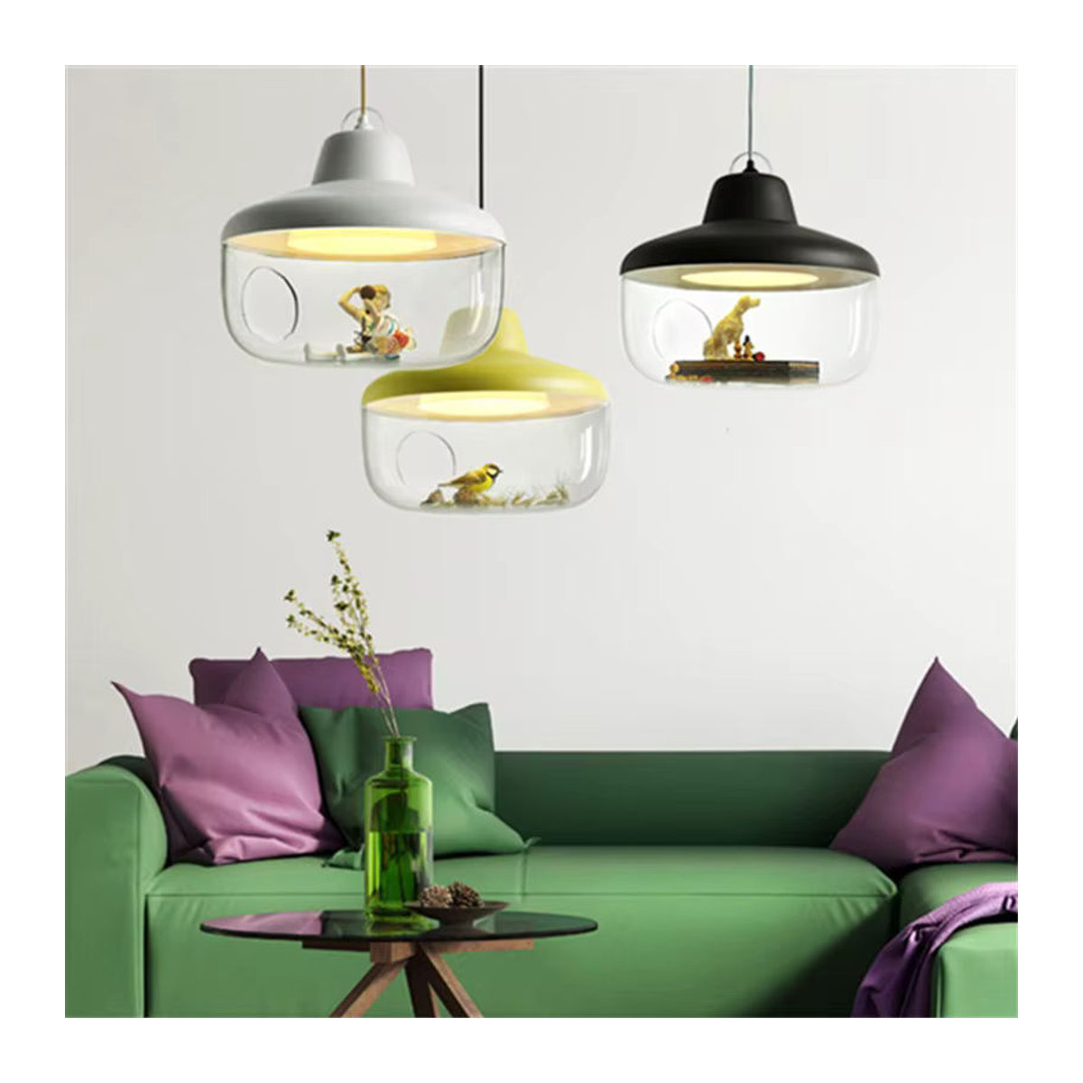 HomeLover Pendelleuchte aus Klarglas im skandinavischen Design mit LED-Beleuchtung in Bunt - Bild 4