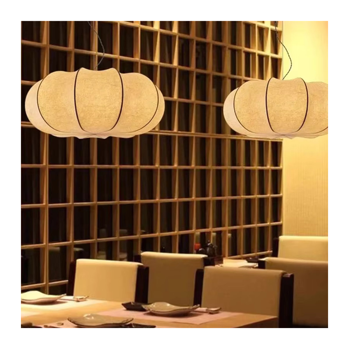 HomeLover Pendelleuchte im japanischen Wabi-Sabi-Stil aus Seidenkokon in Beige - Bild 5