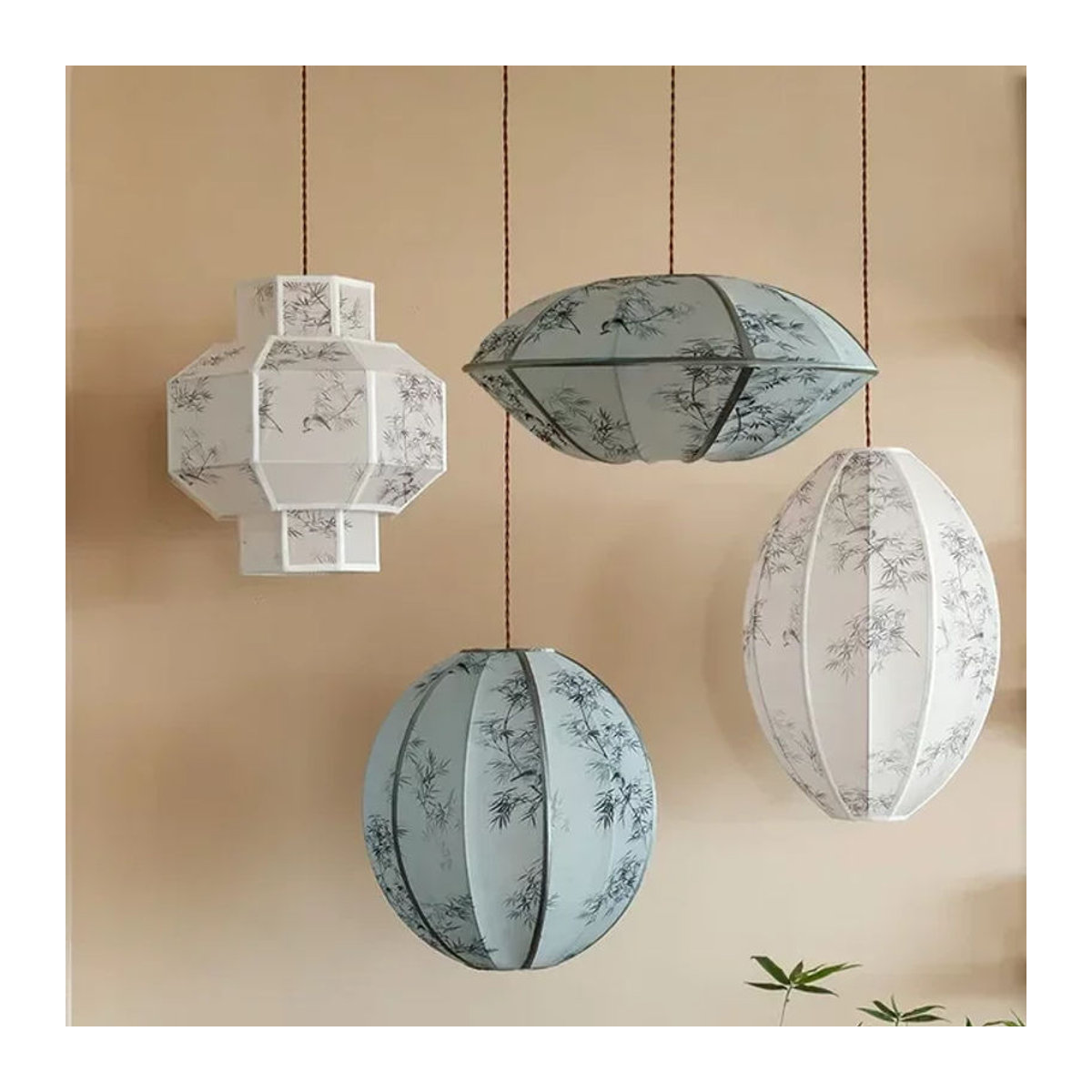 HomeLover Pendelleuchte im Wabi-Sabi-Stil aus weißem Seidenstoff für Wohnzimmer und Restaurant - Bild 1