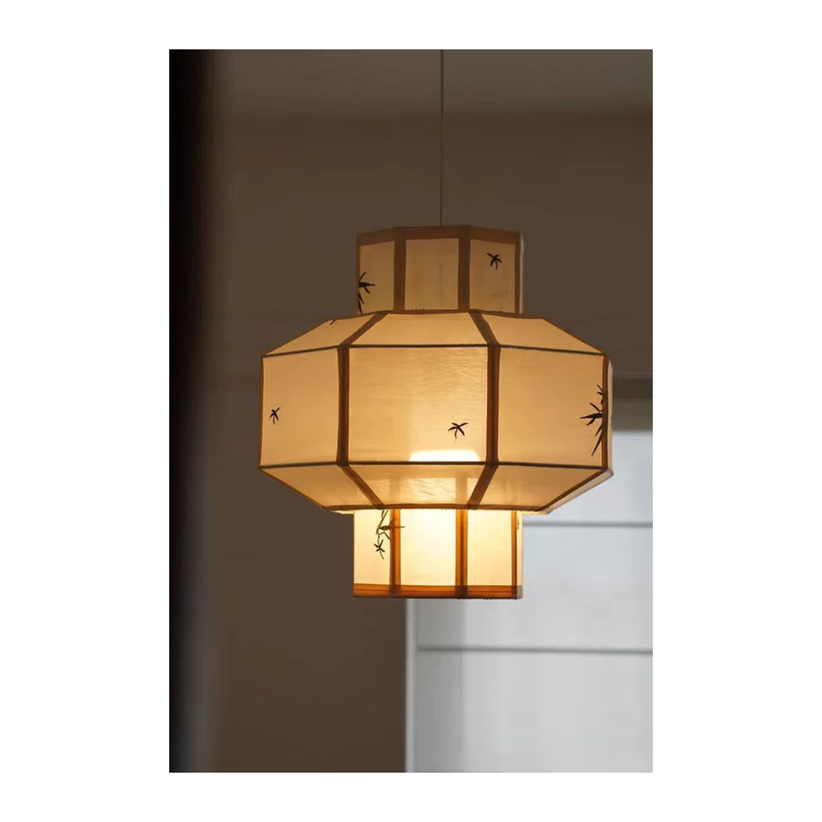HomeLover Pendelleuchte im Wabi-Sabi-Stil aus weißem Seidenstoff für Wohnzimmer und Restaurant - Bild 2