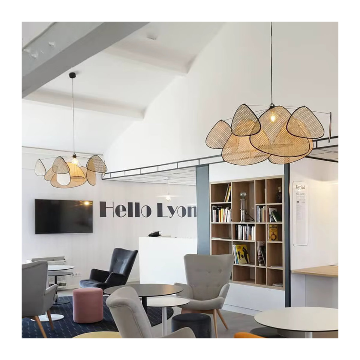HomeLover Rattan Kronleuchter aus Bambus und Holz in Braun mit E27 Fassung im Bohemian Design - Bild 3