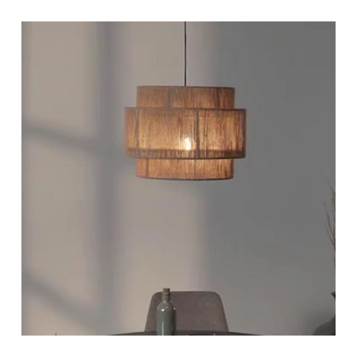 HomeLover Rattan-Pendelleuchte im japanischen Stil mit Hanfseil in Braun für Wohnzimmer und Esszimmer - Bild 1
