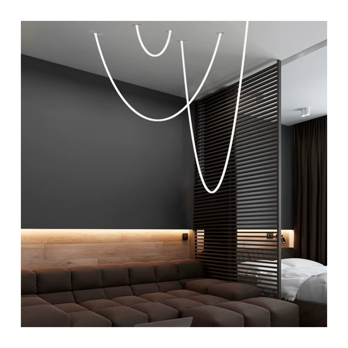 HomeLover Tracer Schleife Kronleuchter im Nordic Minimalist Design für Küche, Hotel oder Loft in Schwarz oder Weiß - Bild 2