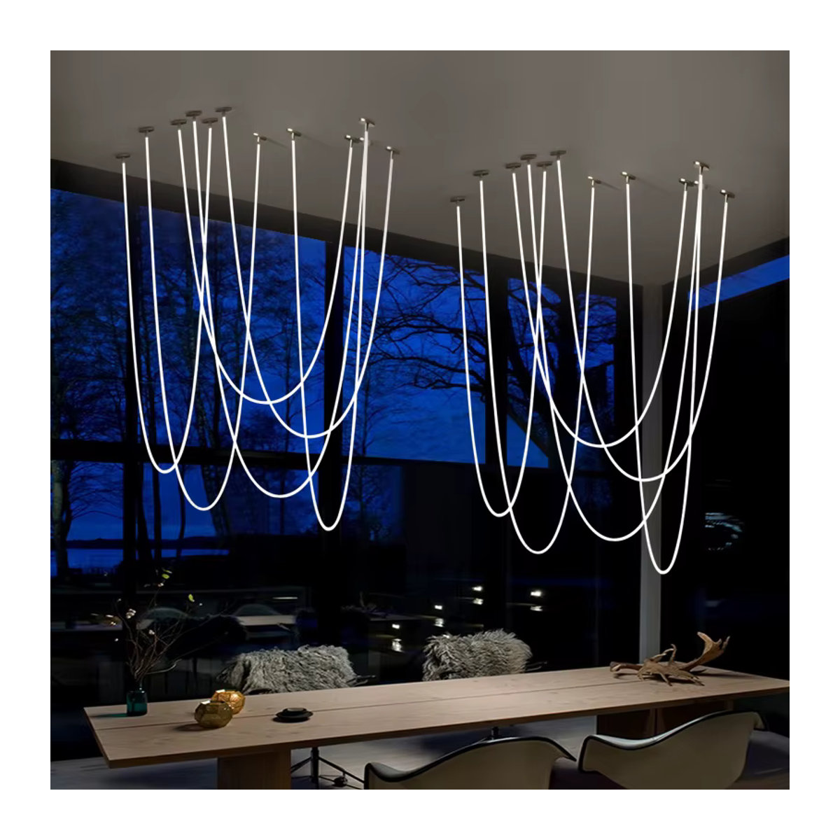 HomeLover Tracer Schleife Kronleuchter im Nordic Minimalist Design für Küche, Hotel oder Loft in Schwarz oder Weiß - Bild 5