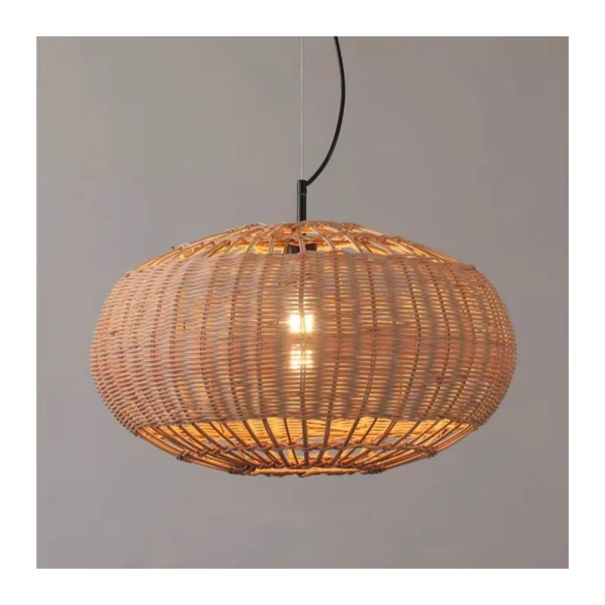 HomeLover Wabi Sabi Pendelleuchte aus Rattan in Braun im Bohemian Stil - Bild 2