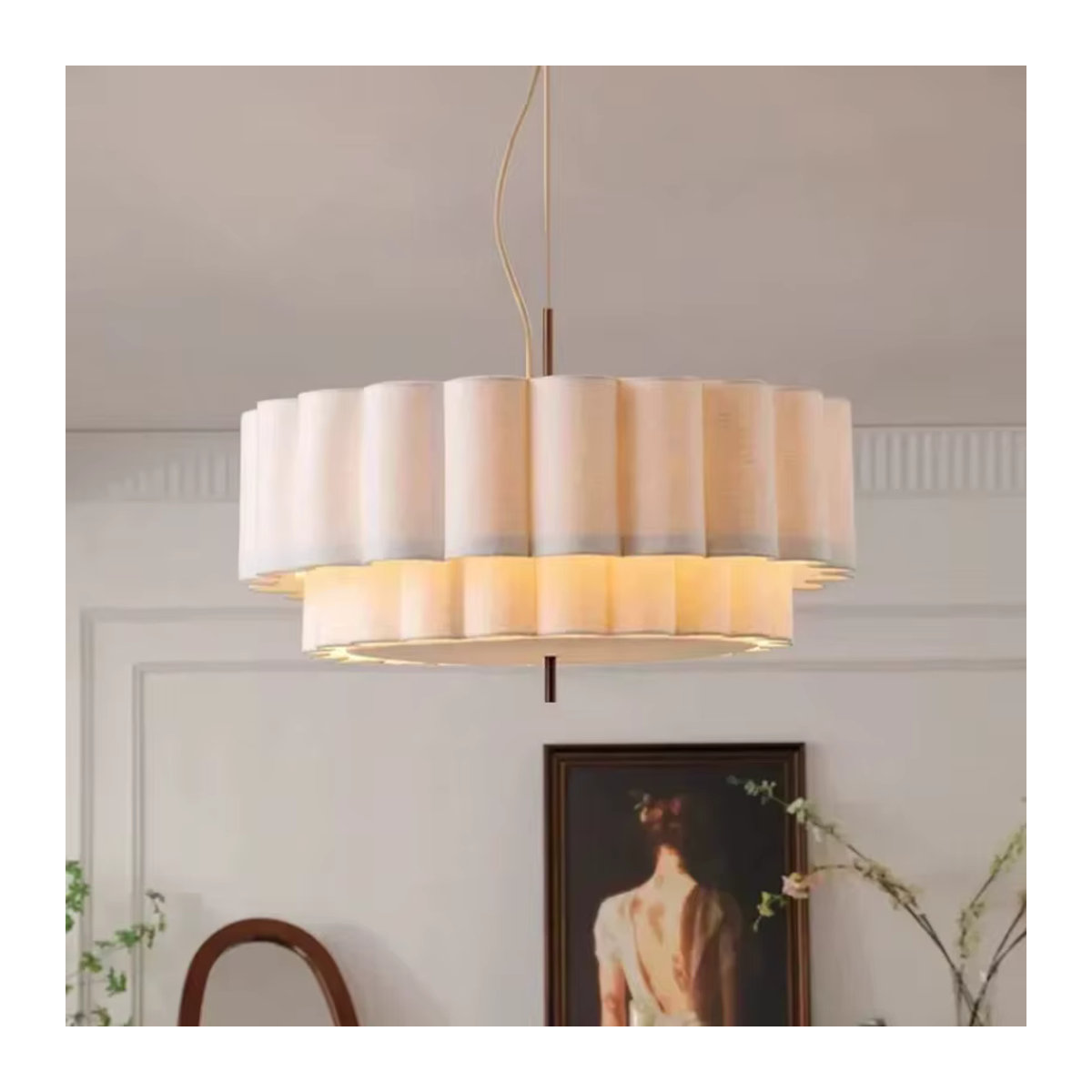 HomeLover Wabi Sabi Pendelleuchte aus Stoff in Weiß im Retro Bohemian Design - Bild 2