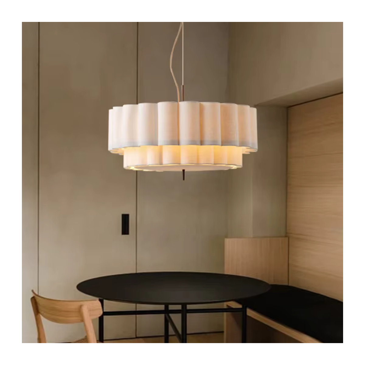 HomeLover Wabi Sabi Pendelleuchte aus Stoff in Weiß im Retro Bohemian Design - Bild 3