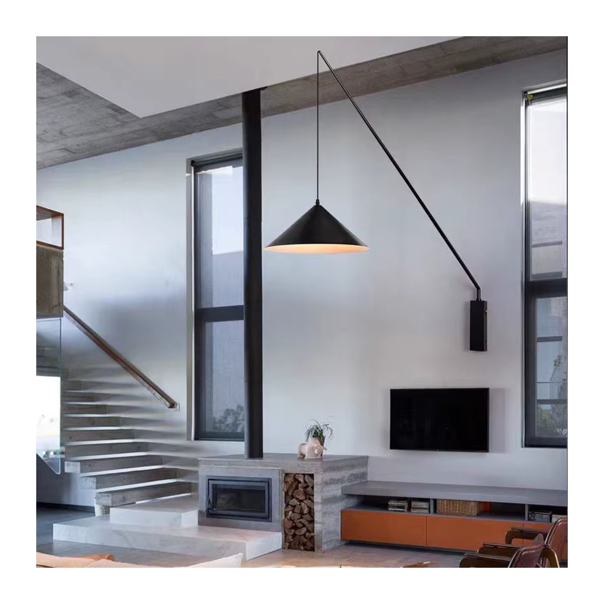 HomeLover Wandleuchte in Schwarz mit langem Stangenarm im minimalistischen Design als künstlerische Leselampe - Bild 3