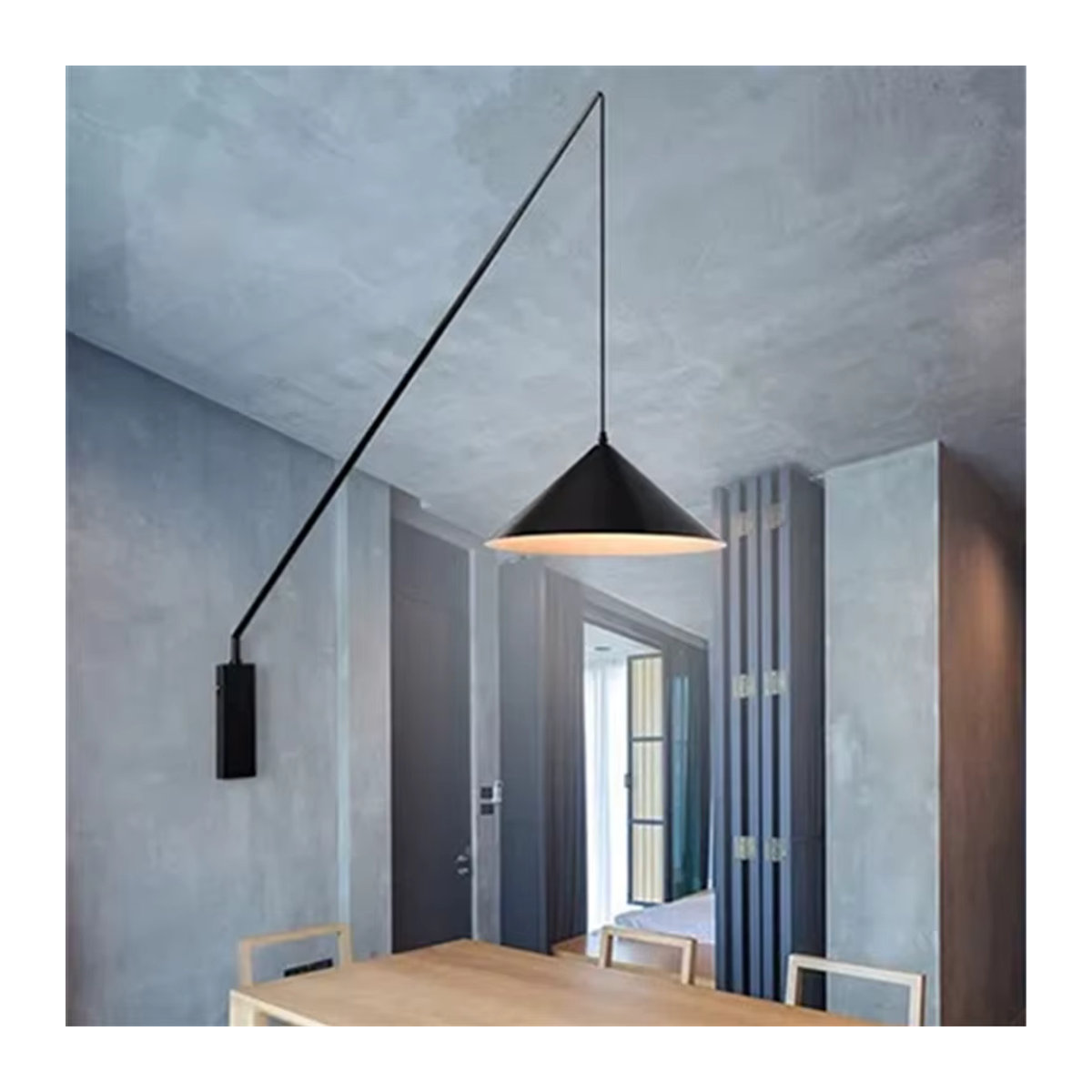 HomeLover Wandleuchte in Schwarz mit langem Stangenarm im minimalistischen Design als künstlerische Leselampe - Bild 4
