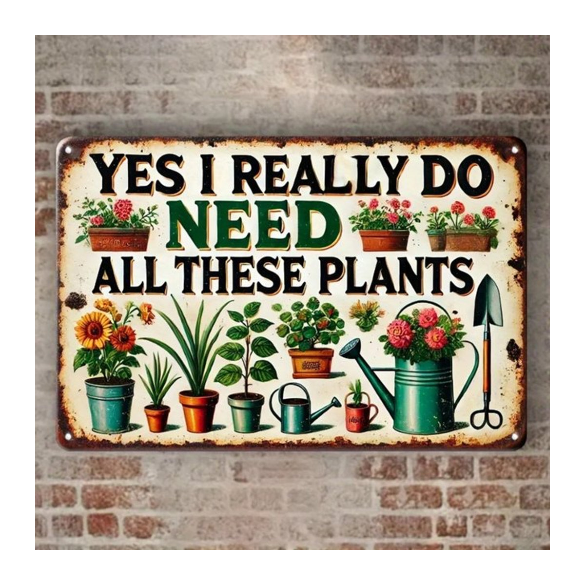 HomePlantProDecor Rustikales Schild Ja, ich wirklich tun mit floraler Illustration aus MDF in Weiß, B/H: 30 x 30 cm - Bild 1