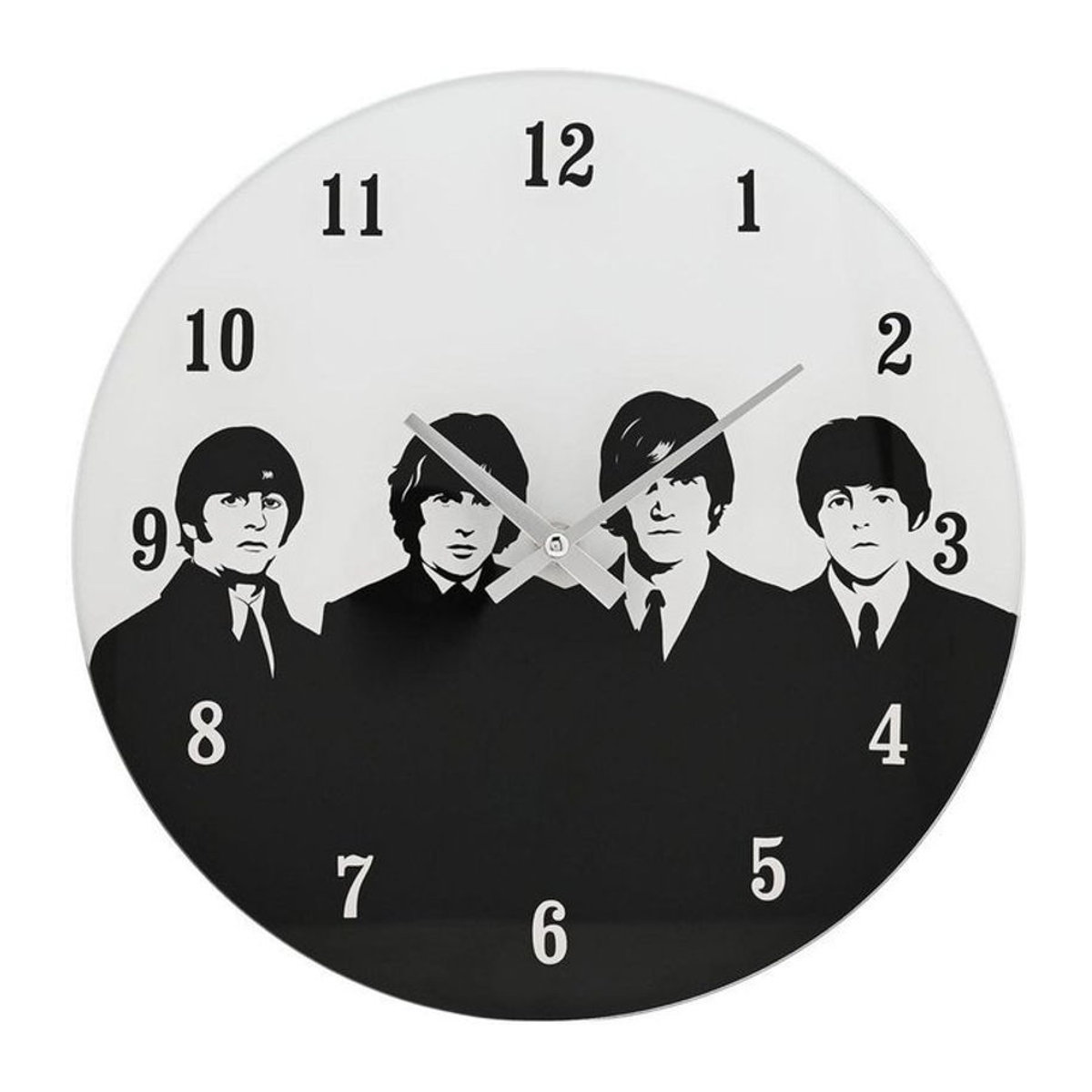 Hometime Iconic Collection Glazen Wanduhr im Vintage-Stil, rund, Glas, Schwarz-Weiß, Durchmesser: 30 cm - Bild 1