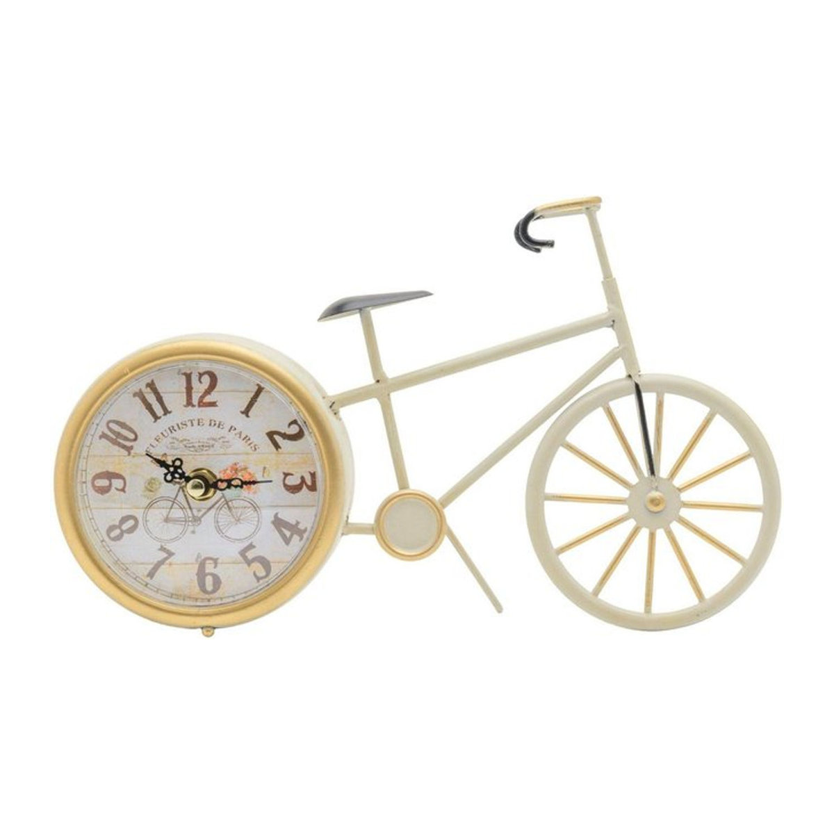 Hometime Vintage Wanduhr Fahrrad Design aus Metall in Weiß und Beige - Bild 1