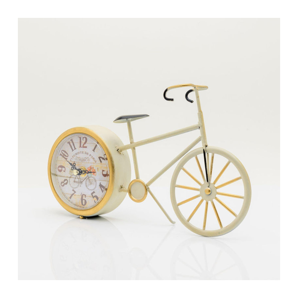 Hometime Vintage Wanduhr Fahrrad Design aus Metall in Weiß und Beige - Bild 2