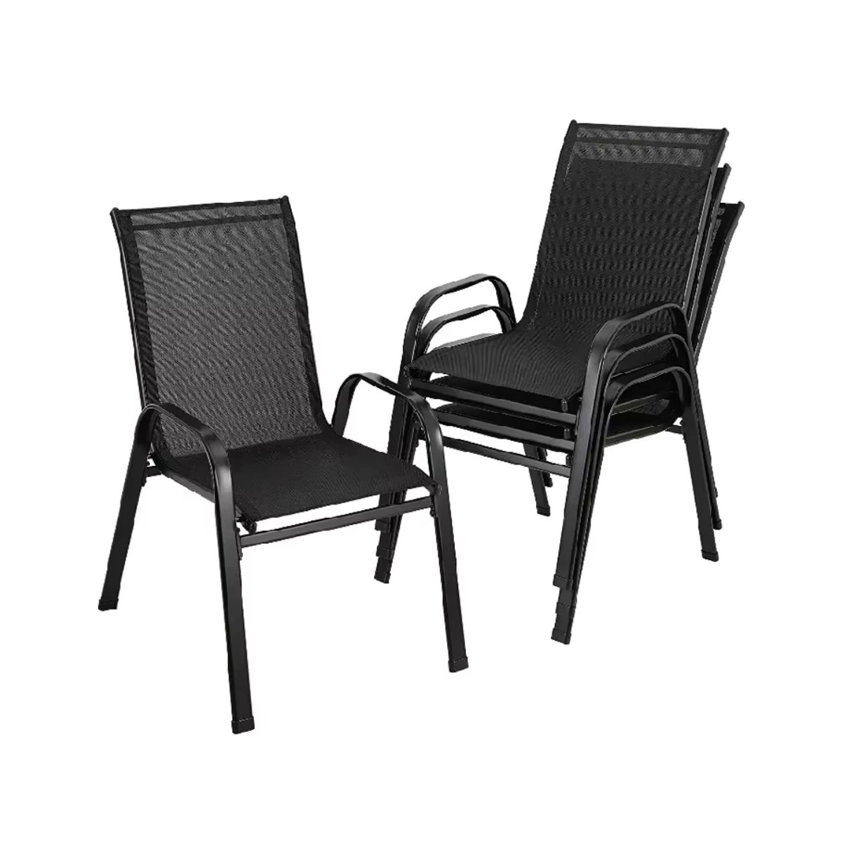 Homfa 4er Set Gartenstühle aus Stahl-Eisen mit Teseline-Stoff in Schwarz, klappbare Balkonstühle mit hoher Rückenlehne für den Außenbereich - Bild 5