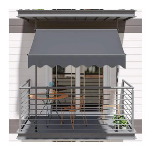 Homfa Versenkbare Markise mit Handkurbel und UV50 Sonnenschutz für Balkon und Terrasse ohne Bohren