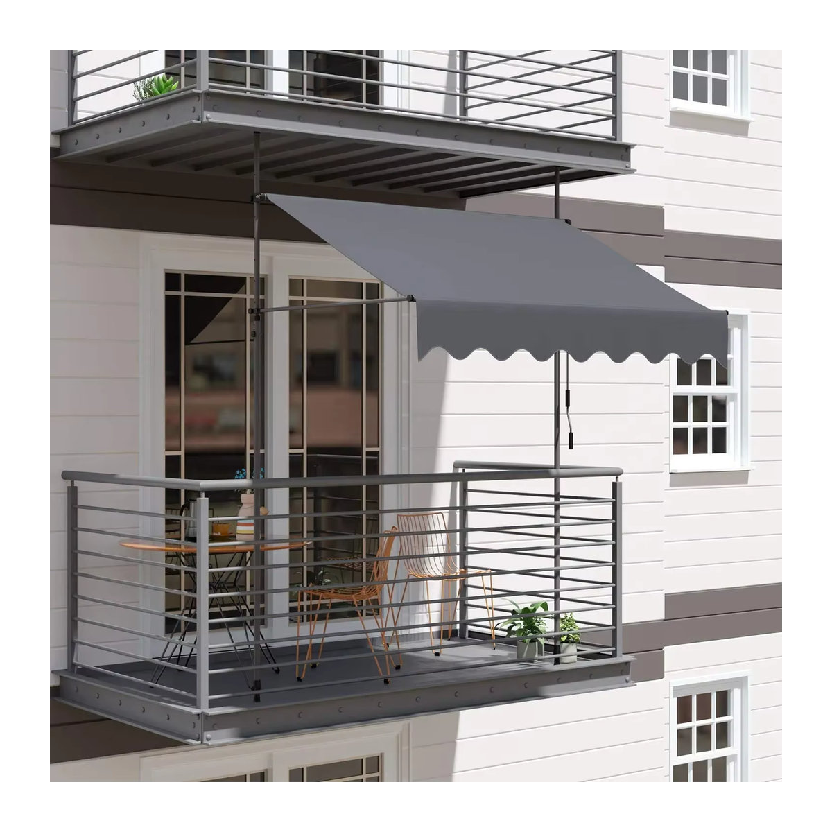 Homfa Versenkbare Markise mit Handkurbel und UV50 Sonnenschutz für Balkon und Terrasse ohne Bohren - Bild 2