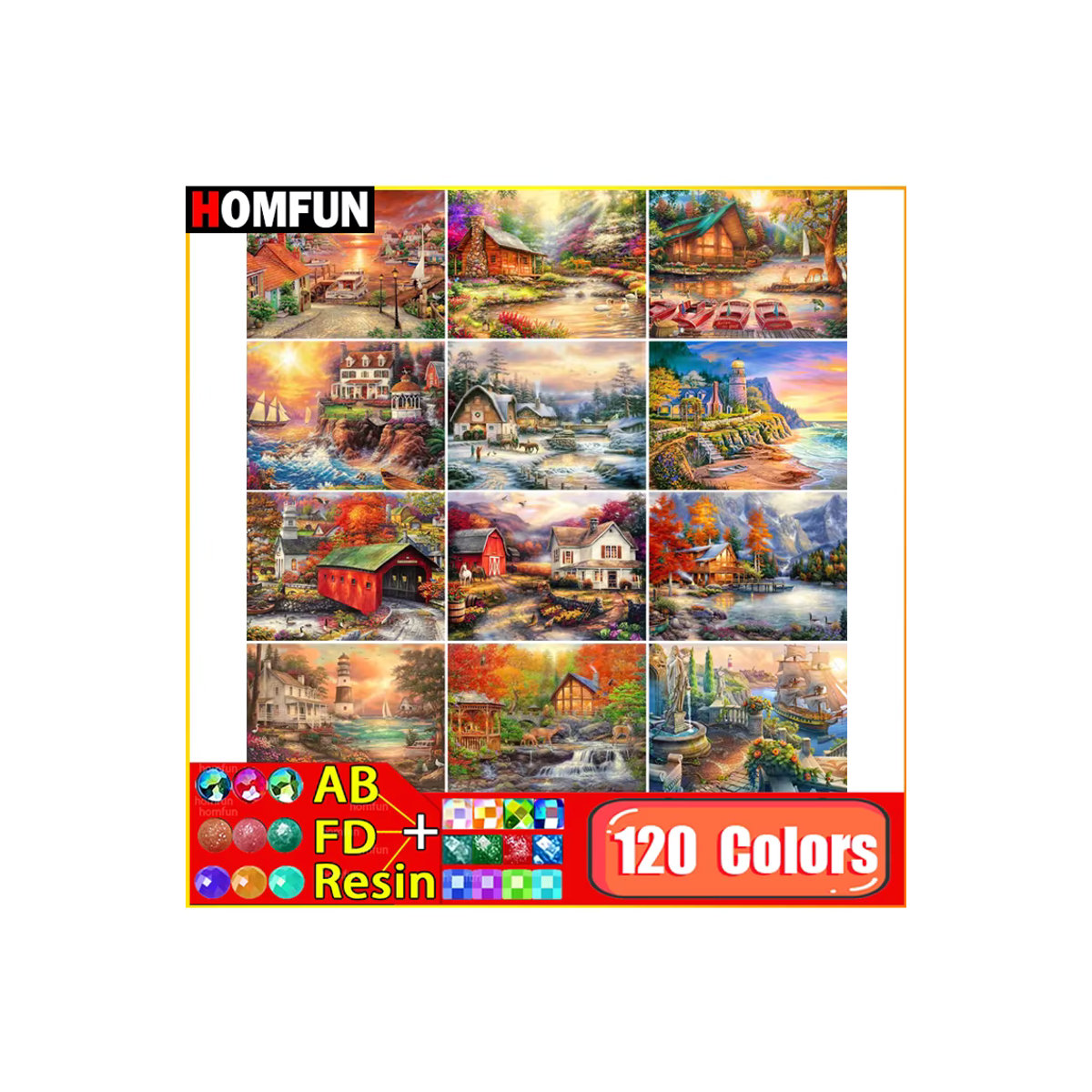 HOMFUN Diamantgemälde Landschaft mit 120 Farben aus Resin in Mehrfarbig B/H: 40 x 30 cm - Bild 3