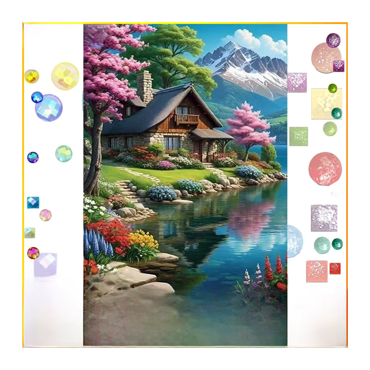 HOMFUN Diamond Painting Set Fairy Dust Haus und Baum mit AB Vollbohrer in Mehrfarbig für DIY Kreuzstich Dekoration - Bild 2