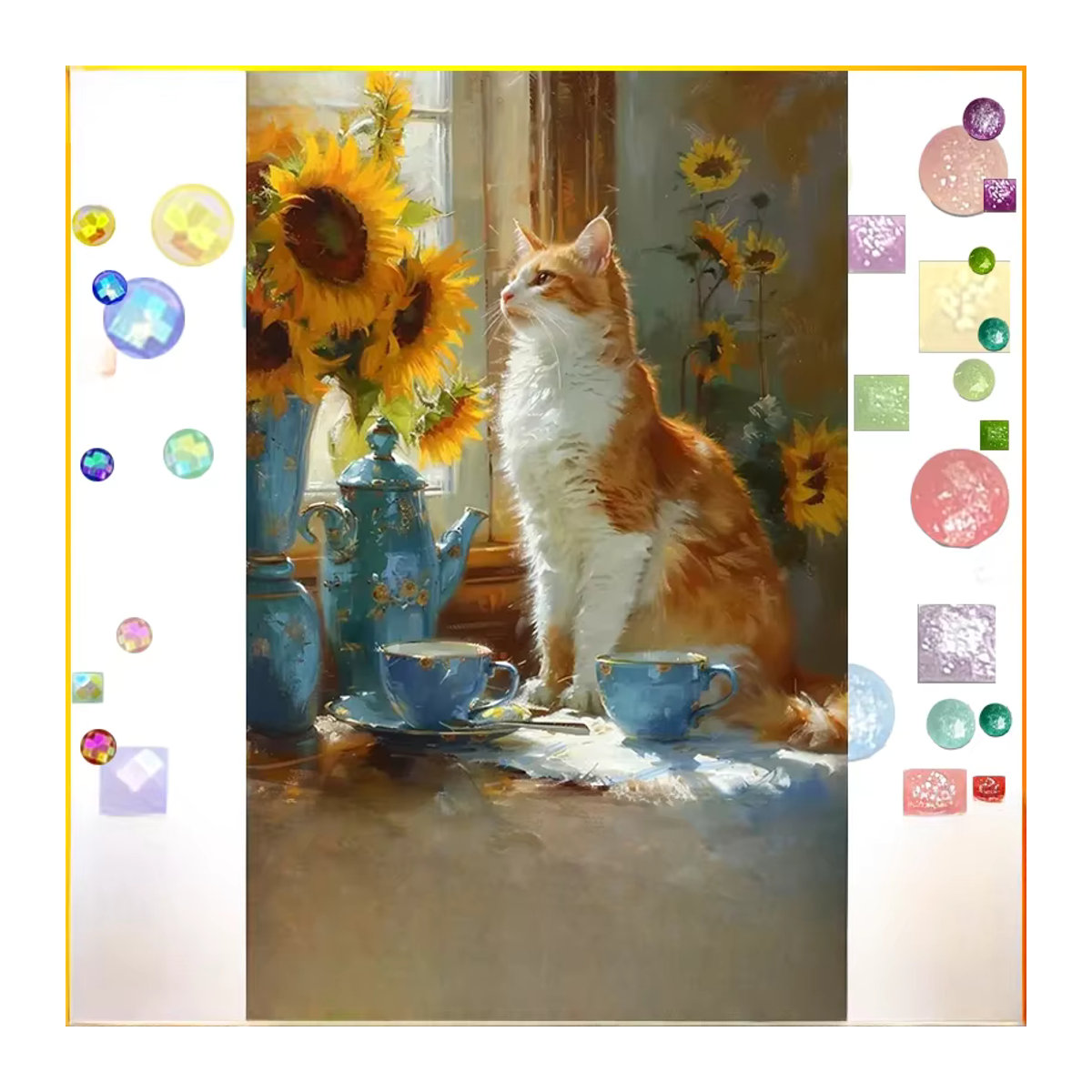 Homfun Diamond Painting Set Katze und Sonnenblume DIY 5D Stickerei in Mehrfarbig - Bild 3