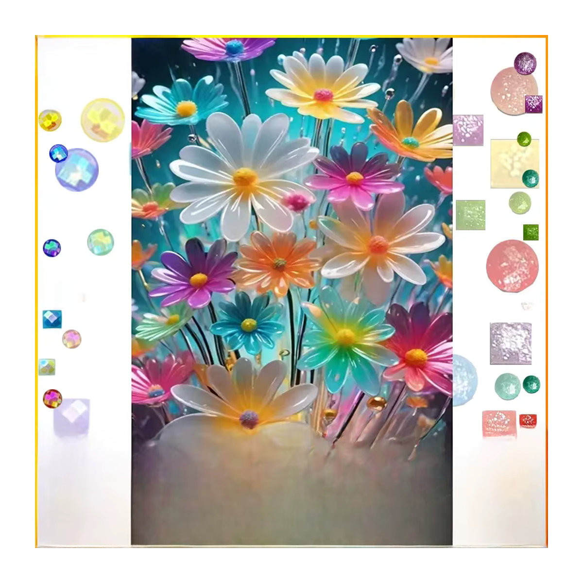 HOMFUN DIY Diamantmalerei Landschaft Blume mit Rund-Steinen in Mehrfarbig als Kreuzstich-Stickerei aus Kunstharz - Bild 3