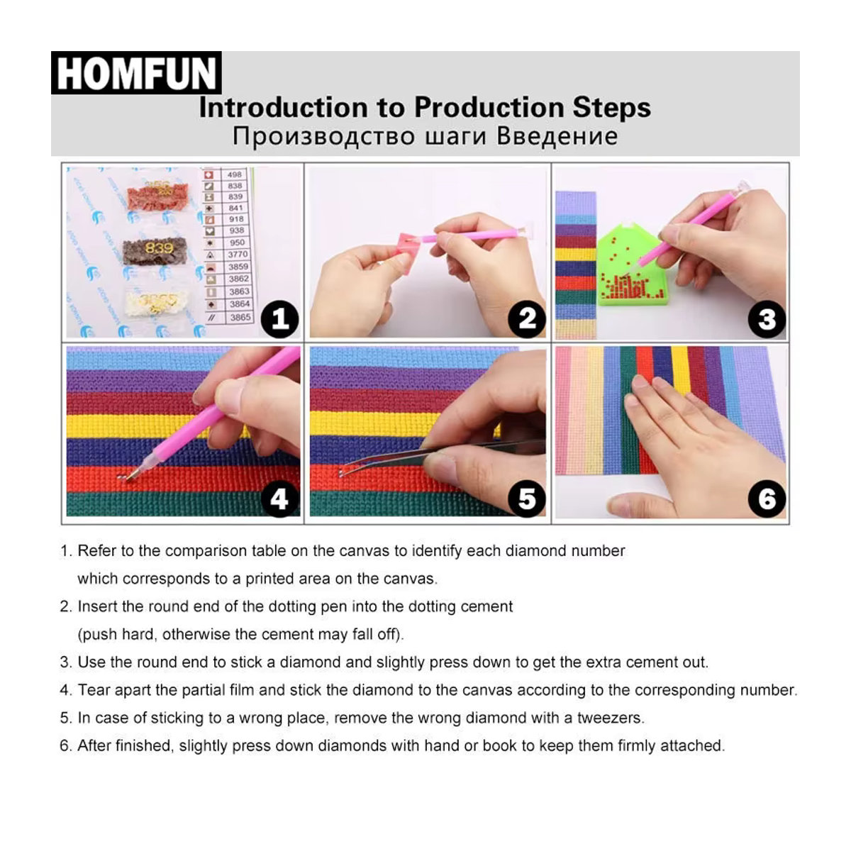 HOMFUN DIY Diamantmalerei Set mit 120 Farben aus Kunstharz, Feenstaub und AB Bohrer, personalisiertes Mosaik Diamantstickerei Set für Erwachsene in Mehrfarbig - Bild 5