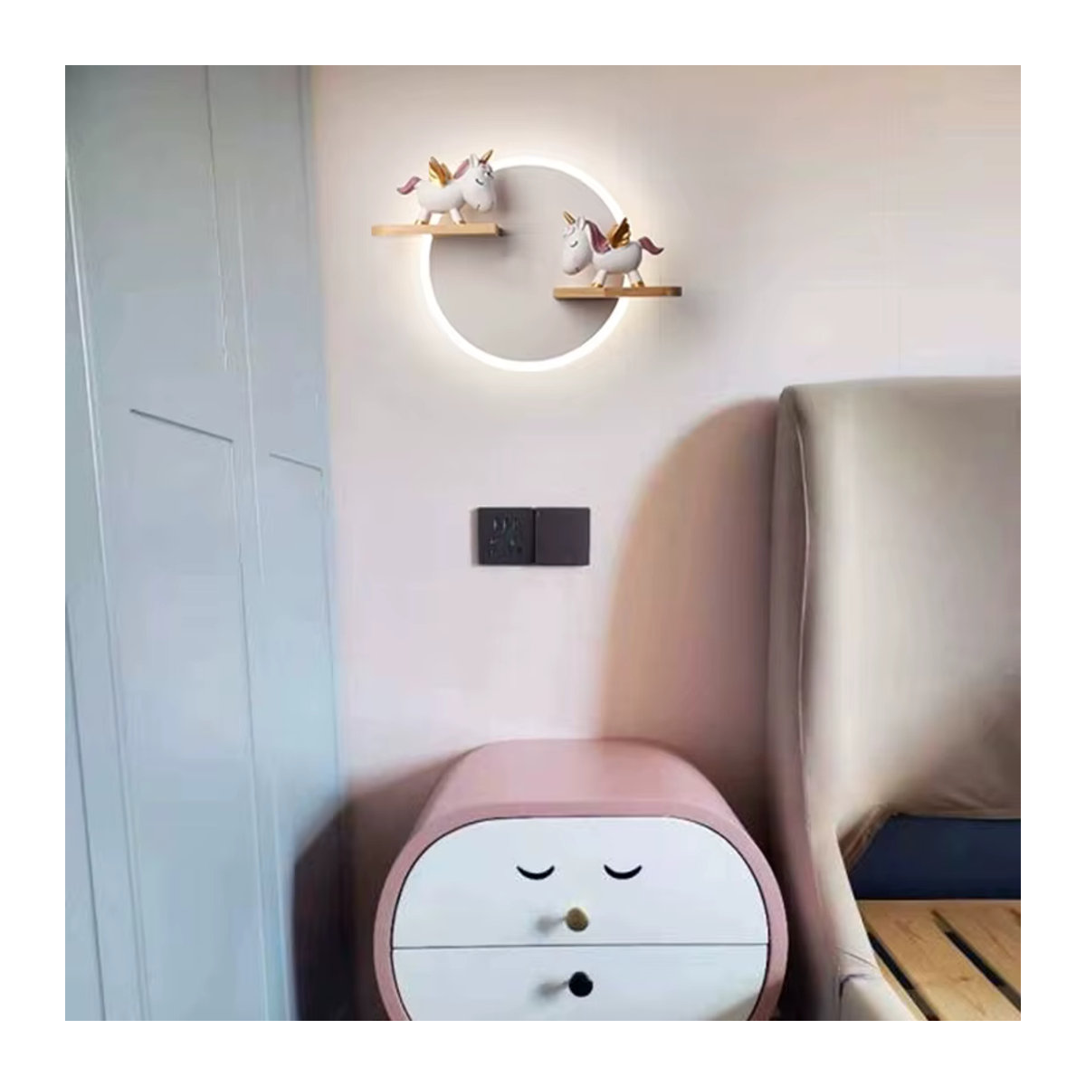 Homocean LED Wandleuchte Einhorn aus Keramik für das Kinderzimmer in Bunt - Bild 2