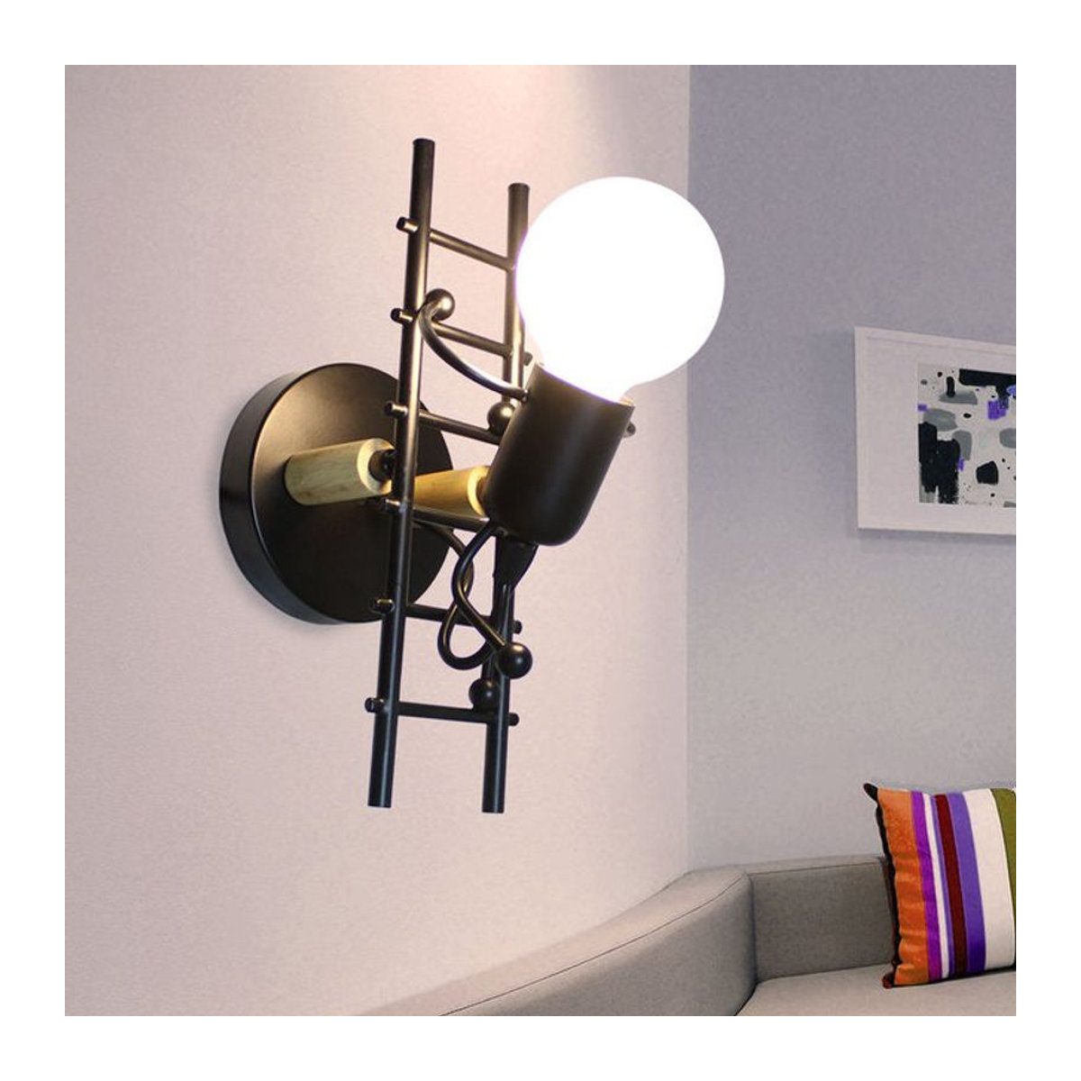 Homocean Moderne Wandleuchte aus Metall in Schwarz mit E27 Fassung für Kinderzimmer und Flur - Bild 1