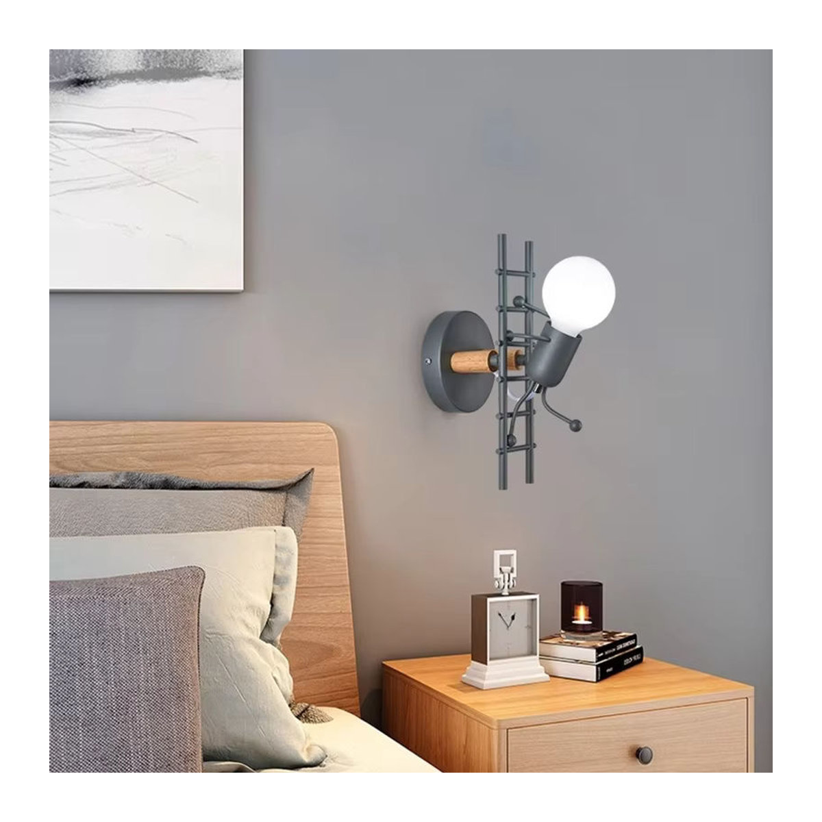 Homocean Moderne Wandleuchte aus Metall in Schwarz mit E27 Fassung für Kinderzimmer und Flur - Bild 2