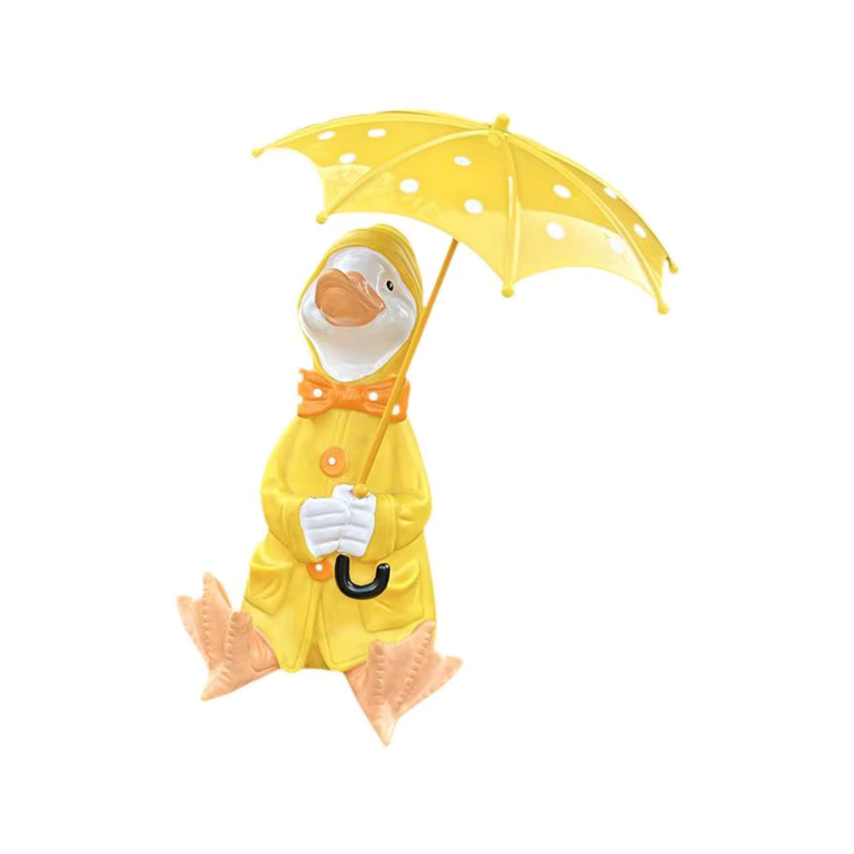 Homyl Ente mit Regenschirm als Gartenfigur und Tierstatue in Gelb - Bild 1