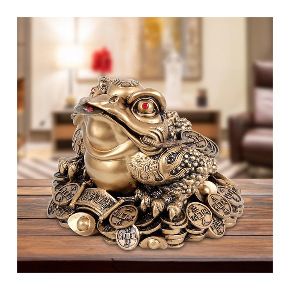 Homyl Feng Shui Glückskröte aus Metall in Gold als Tischdekoration und Skulptur - Bild 1