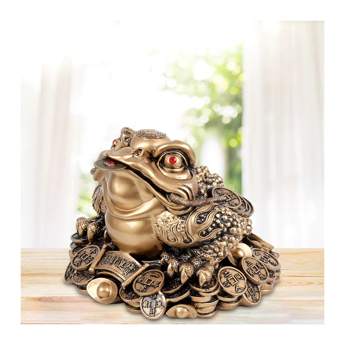 Homyl Feng Shui Glückskröte aus Metall in Gold als Tischdekoration und Skulptur - Bild 3