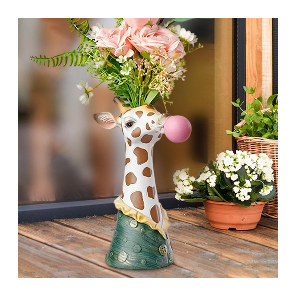 Homyl Giraffe Blasen Vase aus Kunstharz in Mehrfarbig für deine Tischdekoration - Bild 1