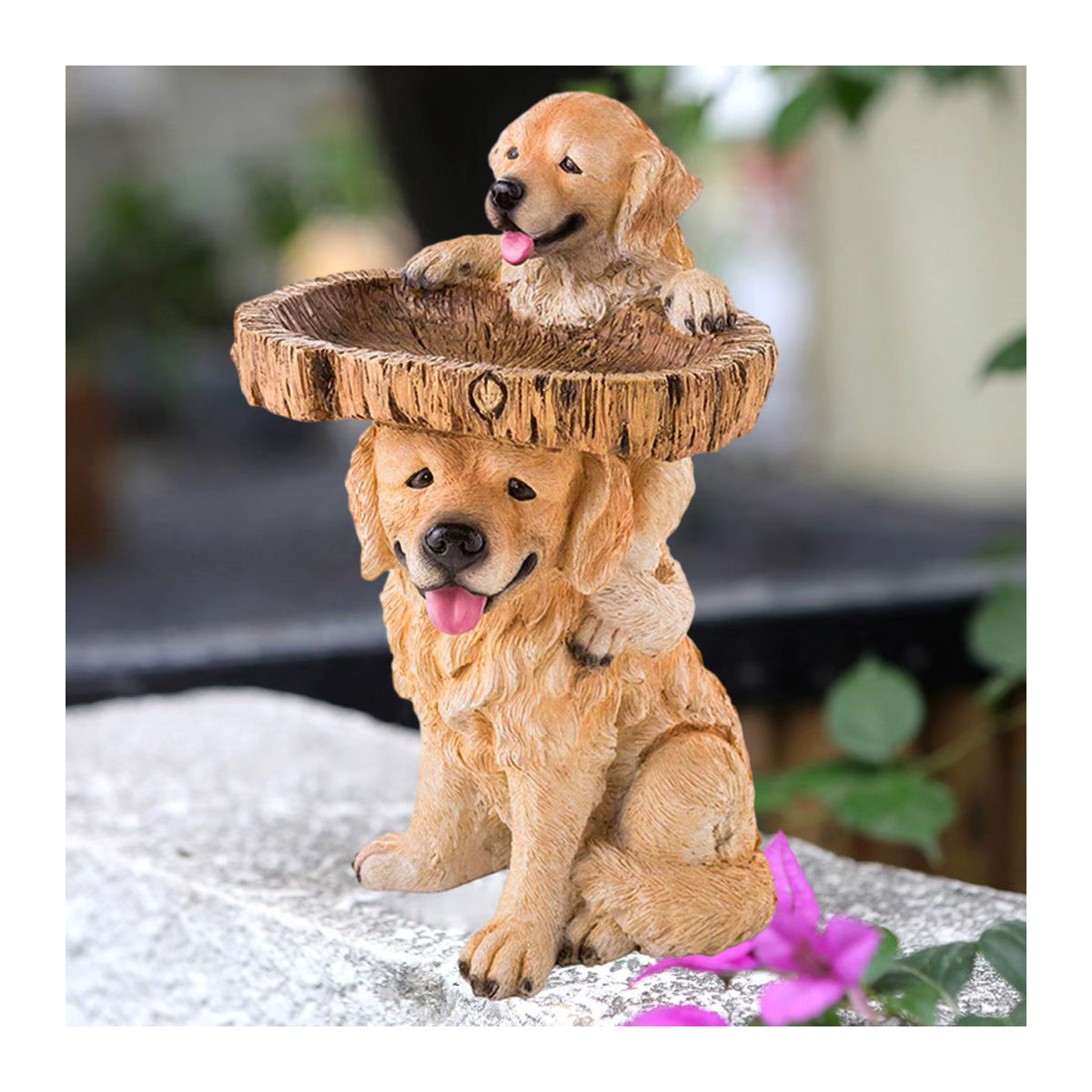 Homyl Hundefigur als Vogelhäuschen und Futterstation aus Kunstharz in Braun - Bild 3