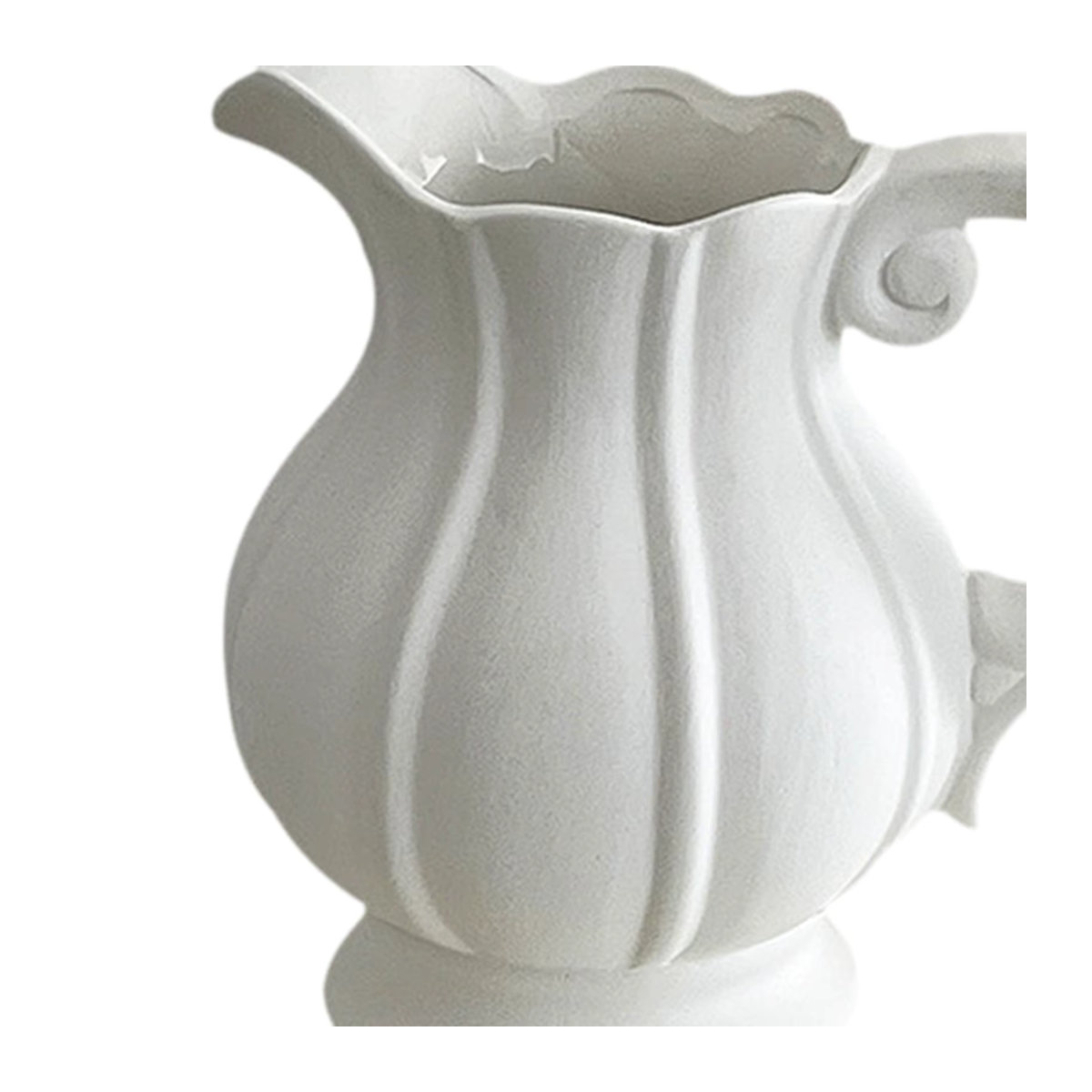 Homyl Keramik-Blumenvase in Weiß im skandinavischen Design mit Griff und bauchiger Form - Bild 5