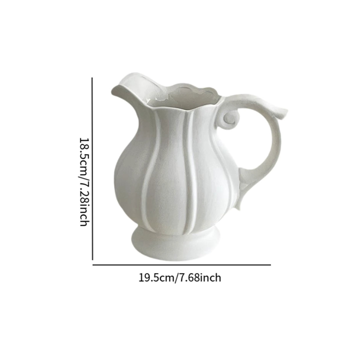 Homyl Keramik-Blumenvase in Weiß im skandinavischen Design mit Griff und bauchiger Form - Bild 6