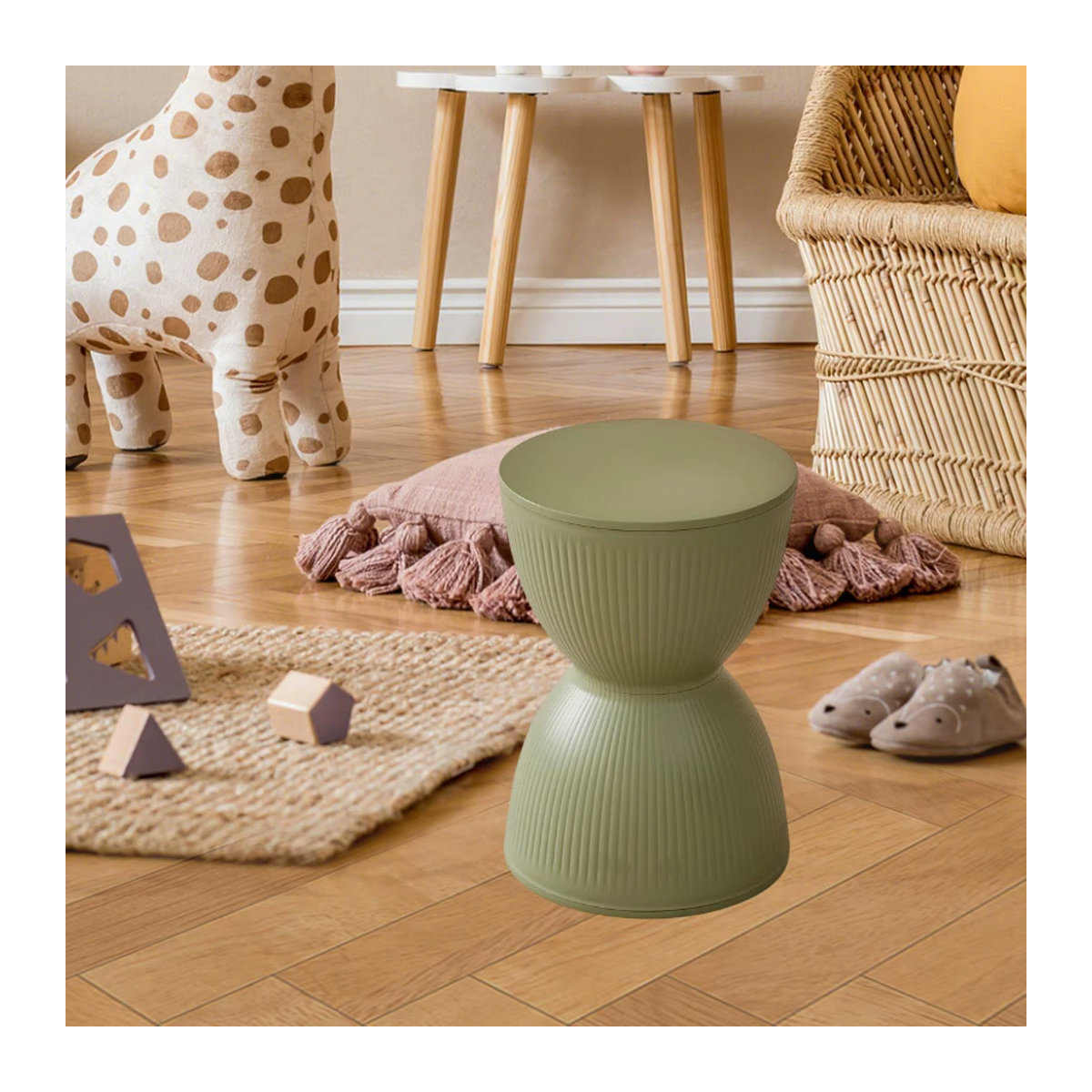 Homyl Polsterhocker Skandinavisch Minimalistisch in Gelb und Bunt als runder Mehrzweck-Sitzhocker für Wohnzimmer, Schlafzimmer und Eingangsbereich - Bild 4