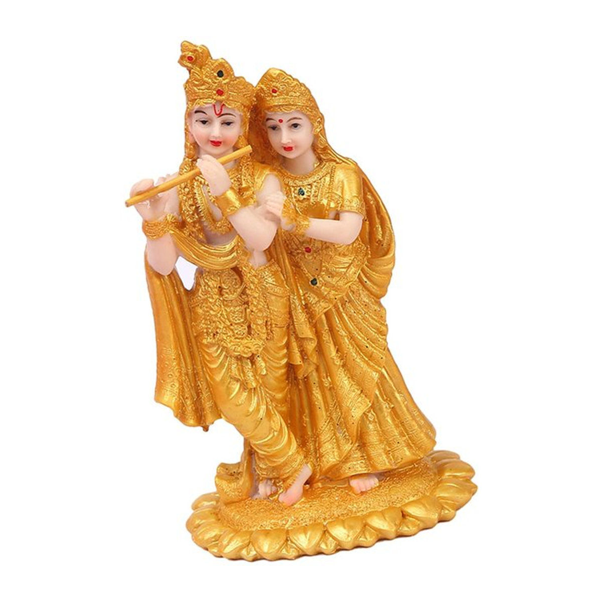 Homyl Radha Krishna Statue in Gold aus Kunstharz für Altar, Schrein oder Garten-Dekoration, H x B x T: 18,8 x 7,62 x 7,62 cm - Bild 1