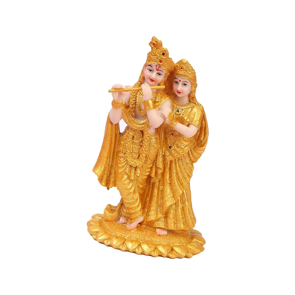 Homyl Radha Krishna Statue in Gold aus Kunstharz für Altar, Schrein oder Garten-Dekoration, H x B x T: 18,8 x 7,62 x 7,62 cm - Bild 2