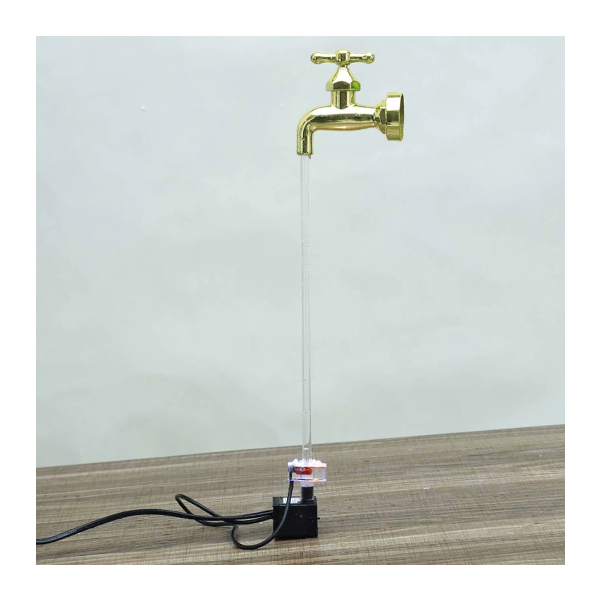 Homyl Wasserbrunnen mit LED-Beleuchtung aus Messing in Gold, klassischer stehender Design-Brunnen für Innenbereich und Garten - Bild 2