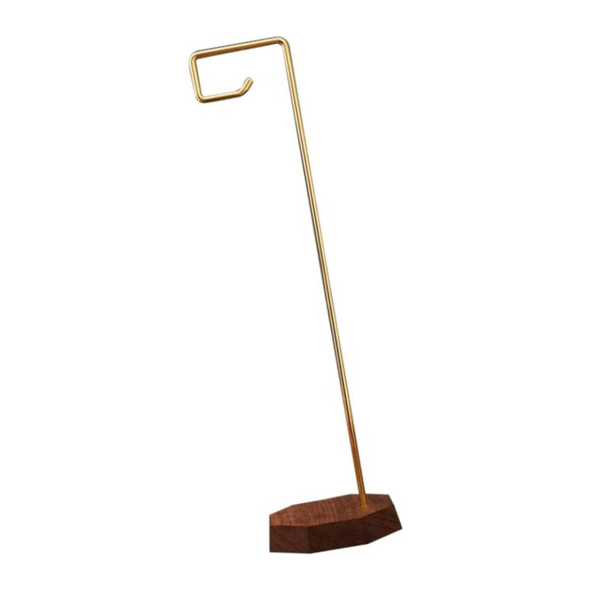 Homyl Windspielhalter stehend aus Metall und Nussbaum Holz in Gold und Natur mit Haken - Bild 1