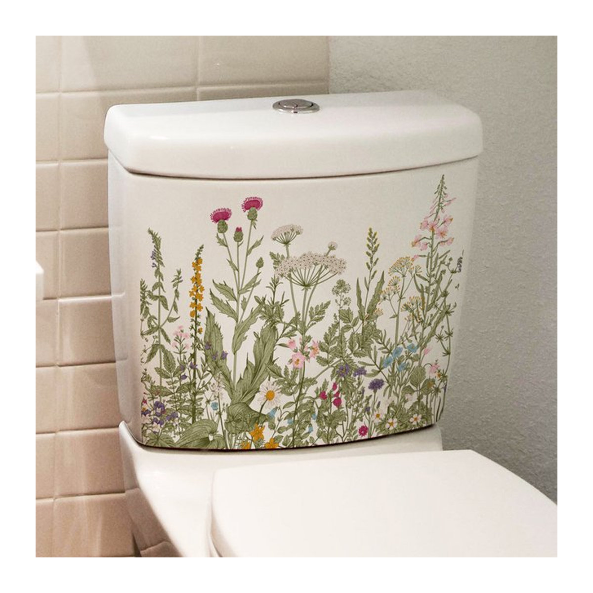 HonC Selbstklebender Wandaufkleber mit floralem Design in Grün und Mehrfarbig für Wohnzimmer, Badezimmer und Schrank - Bild 1