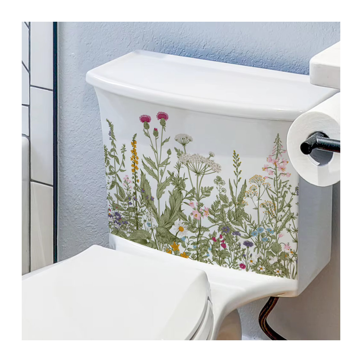 HonC Selbstklebender Wandaufkleber mit floralem Design in Grün und Mehrfarbig für Wohnzimmer, Badezimmer und Schrank - Bild 4