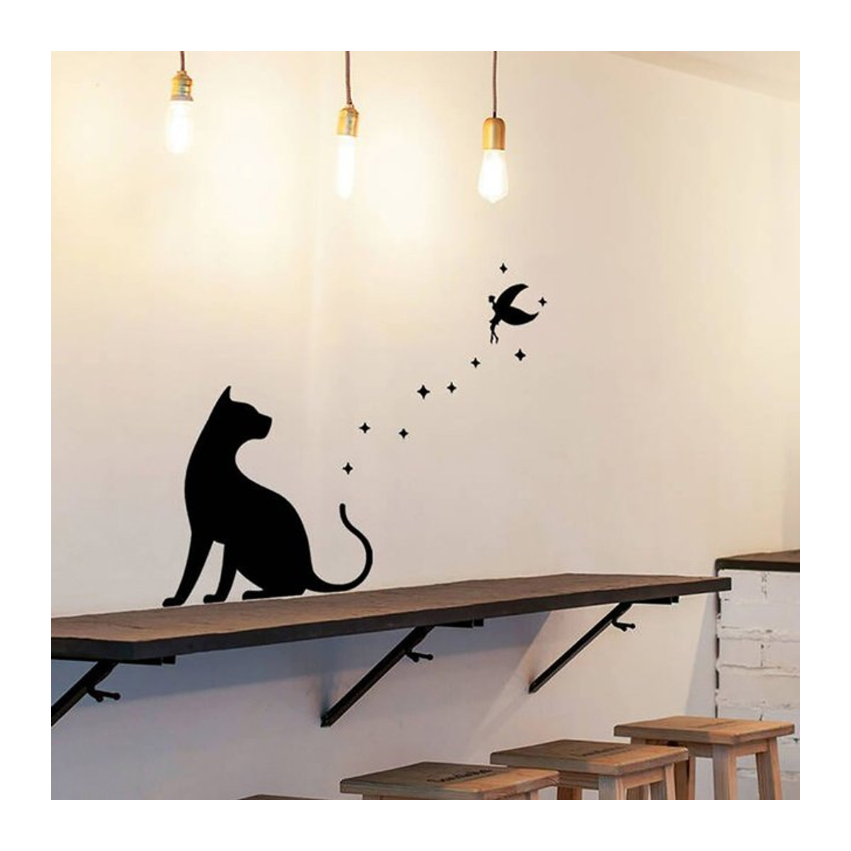HonC Selbstklebender Wandaufkleber mit schwarzer Katzen-Silhouette für Wohnzimmer und Schlafzimmer in minimalistischem Design - Bild 1